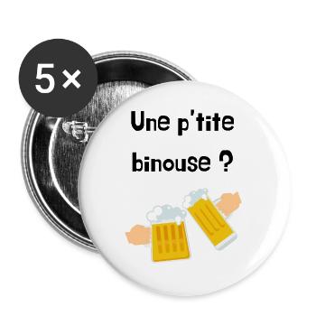Une p'tite binouse - Lot de 5 grands badges (56 mm) - blanc - Devant