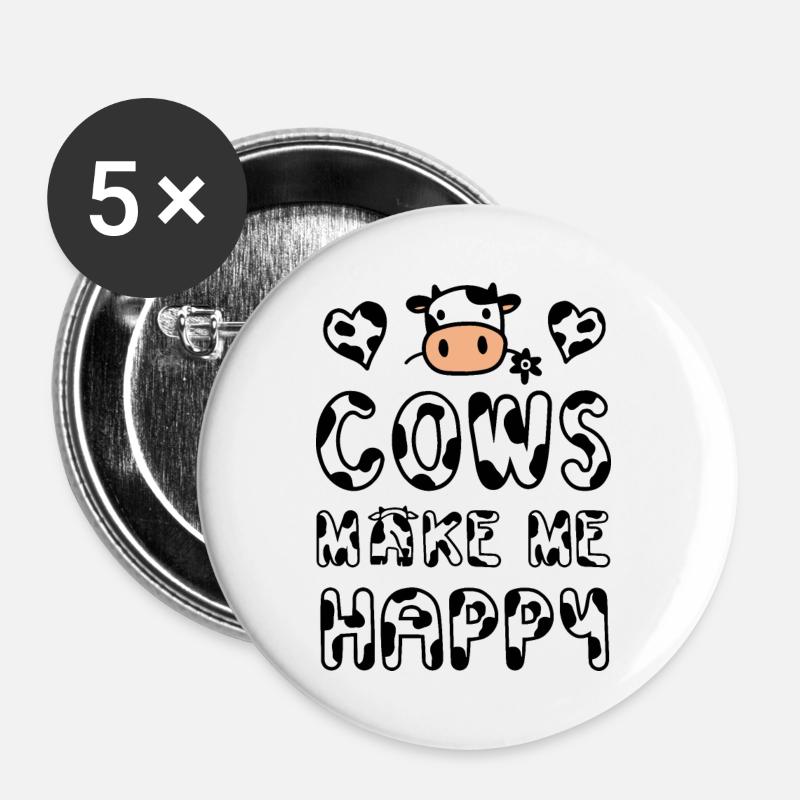 Cow cows - Buttons large 2.2''/56 mm (5-pack) - white