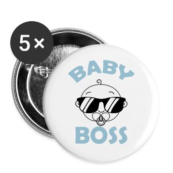 bébé boss - Lot de 5 grands badges (56 mm) - blanc - Devant