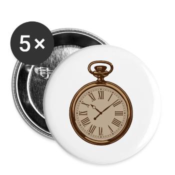 Vintage Antike Uhr - Buttons groß 56 mm (5er Pack) - Weiß - Vorne