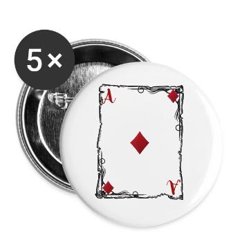 Das Karo-Ass. - Buttons groß 56 mm (5er Pack) - Weiß - Vorne