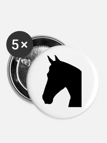 Pferdekopf SMILE - Buttons groß 56 mm (5er Pack) - Weiß