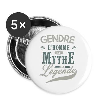 gendre l' homme le mythe la légende cadeau gendre - Lot de 5 grands badges (56 mm) - blanc - Devant