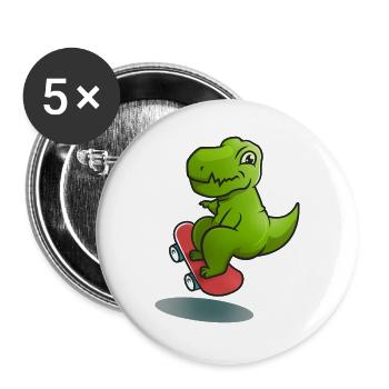 dino skate skateboard - Buttons large 2.2''/56 mm (5-pack) - white - Front