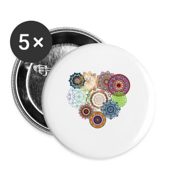 Mandala Amour - Lot de 5 grands badges (56 mm) - blanc - Devant