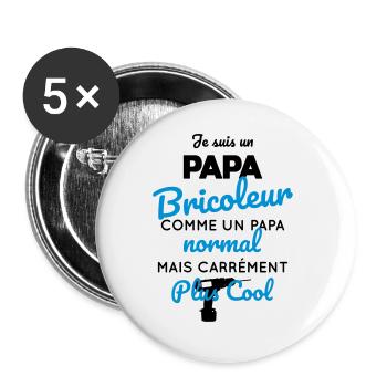 Papa bricoleur comme un papa normal mais plus cool - Lot de 5 grands badges (56 mm) - blanc - Devant