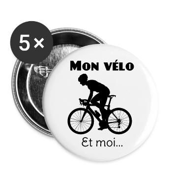 mon velo et moi - Lot de 5 grands badges (56 mm) - blanc - Devant