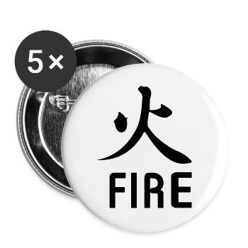 Fire kanji with text - Buttons large 2.2''/56 mm (5-pack) - white - Front