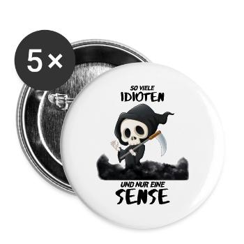 TOD - So viele IDIOTEN und nur eine SENSE - Buttons groß 56 mm (5er Pack) - Weiß - Vorne