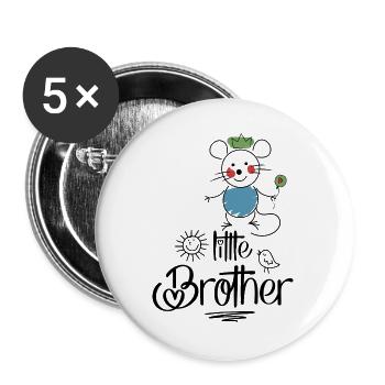 Kleiner Bruder - Buttons groß 56 mm (5er Pack) - Weiß - Vorne