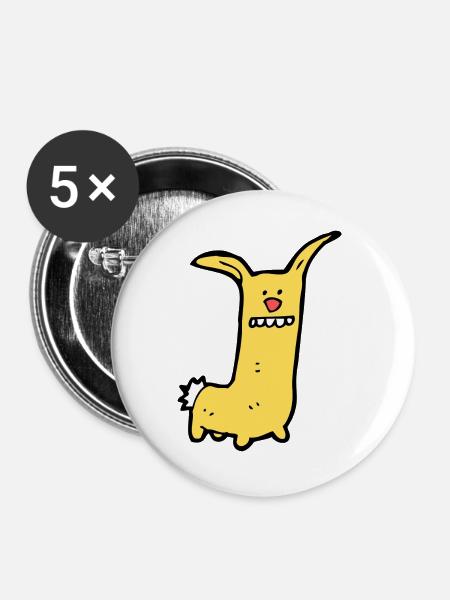 Lustiges Comic Tier - Buttons groß 56 mm (5er Pack) - Weiß