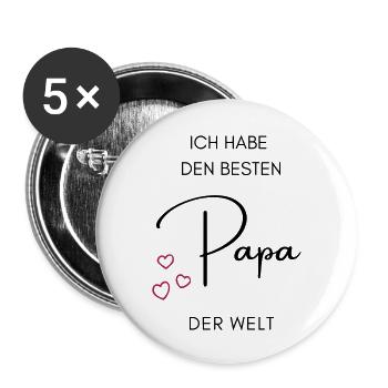 Ich habe den besten Papa der Welt - Schriftzug - Buttons groß 56 mm (5er Pack) - Weiß - Vorne
