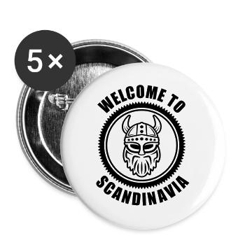 Vikings Logo Welcome to Scandinavia - Lot de 5 grands badges (56 mm) - blanc - Devant