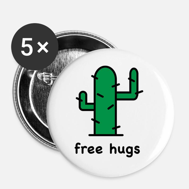 cactus free hugs - Buttons large 2.2''/56 mm (5-pack) - white