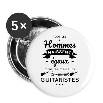 Hommes égaux les meilleurs deviennent guitaristes - Lot de 5 grands badges (56 mm) - blanc - Devant