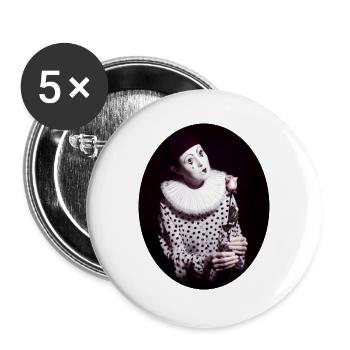 Pierrot mit Rose - Buttons groß 56 mm (5er Pack) - Weiß - Vorne