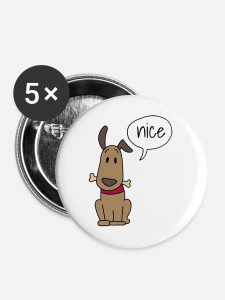 Niedlicher Hund - Buttons groß 56 mm (5er Pack) - Weiß