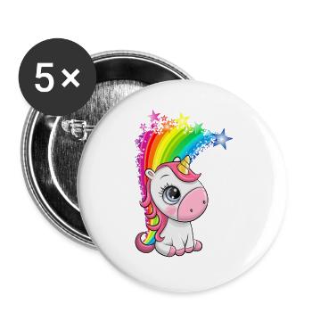 Unicorn,rainbow - Buttons large 2.2''/56 mm (5-pack) - white - Front