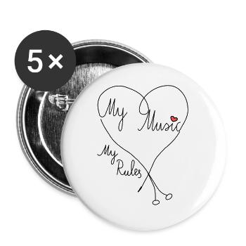 my music - my rules - Buttons groß 56 mm (5er Pack) - Weiß - Vorne