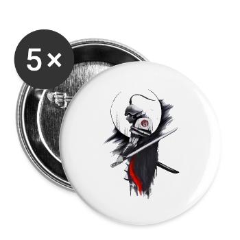 Japan Samurai Krieger - Buttons groß 56 mm (5er Pack) - Weiß - Vorne