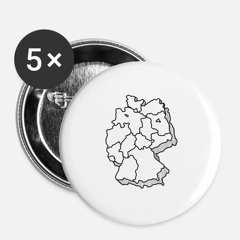 Germany Map Drawing Federal States - Buttons large 2.2''/56 mm (5-pack) - white