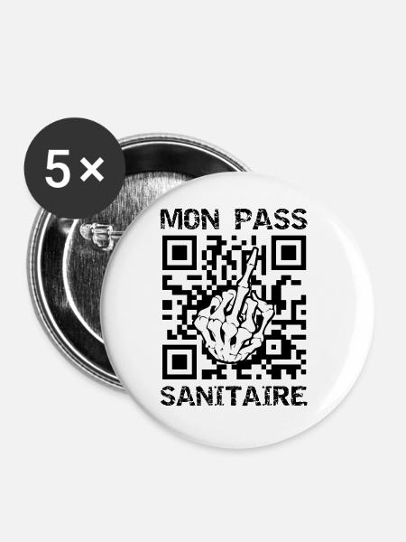 Mein Gesundheits-Pass v4 - Buttons groß 56 mm (5er Pack) - Weiß