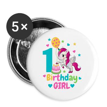 1st birthday. first birthday - Buttons large 2.2''/56 mm (5-pack) - white - Front
