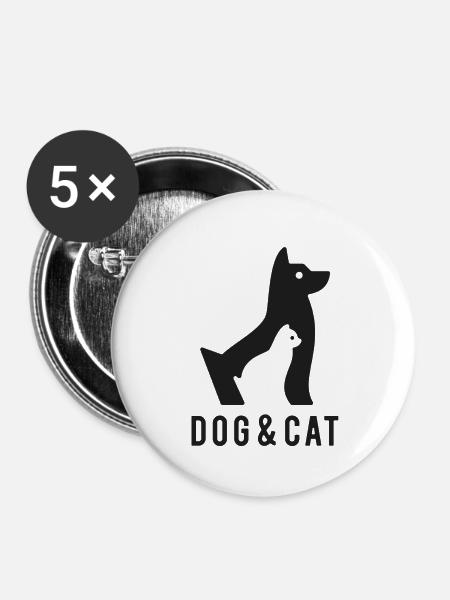 Dog & Cat - Buttons groß 56 mm (5er Pack) - Weiß