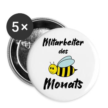 Biene - Mitarbeiter des Monats - Buttons groß 56 mm (5er Pack) - Weiß - Vorne