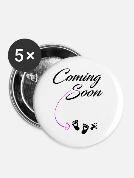 Schwanger Schwangerschaft Mädchen Geburt - Buttons groß 56 mm (5er Pack) - Weiß