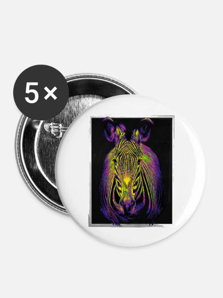 Pop-Art Zebra - Buttons groß 56 mm (5er Pack) - Weiß