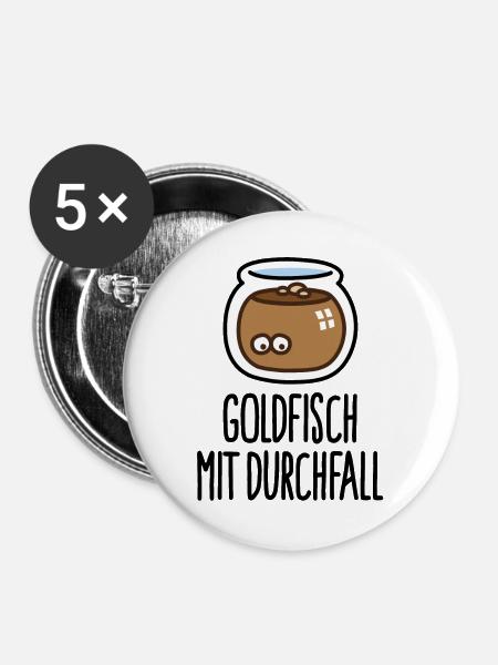 Lustige Goldfisch mit Durchfall Tierarzthelfer - Buttons groß 56 mm (5er Pack) - Weiß