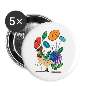 Hahn - Buttons groß 56 mm (5er Pack) - Weiß - Vorne