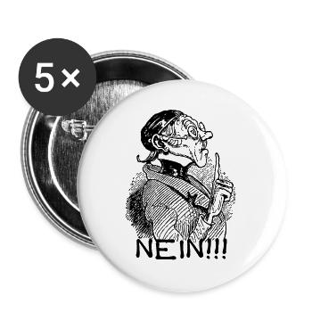 NEIN No | Wilhelm Busch Lehrer Lämpel - Buttons groß 56 mm (5er Pack) - Weiß - Vorne