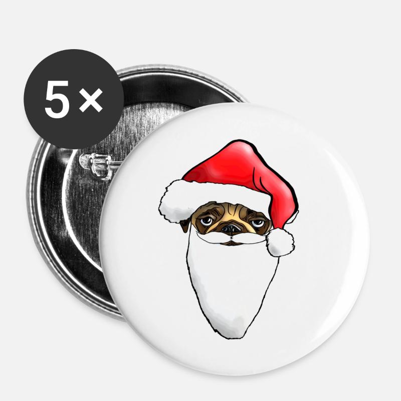 Christmas Pug - Ugly Christmas Pug - - Buttons large 2.2''/56 mm (5-pack) - white