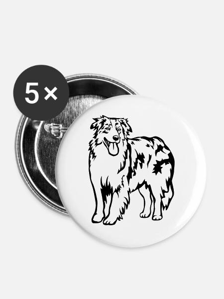 Australian Shepherd - Buttons groß 56 mm (5er Pack) - Weiß