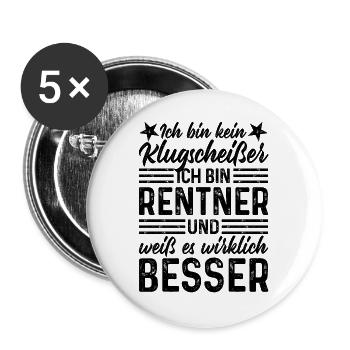 Rentner Klugscheißer - Buttons groß 56 mm (5er Pack) - Weiß - Vorne