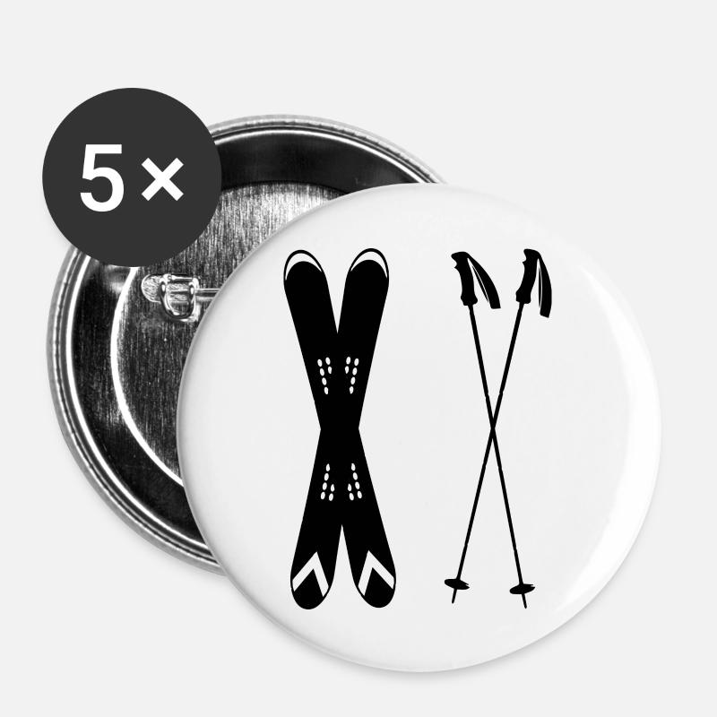 Ski Skiing Après-Ski - Buttons large 2.2''/56 mm (5-pack) - white