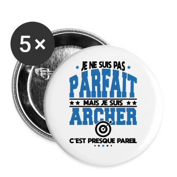 Je ne suis pas parfait mais mais je suis archer - Lot de 5 grands badges (56 mm) - blanc - Devant