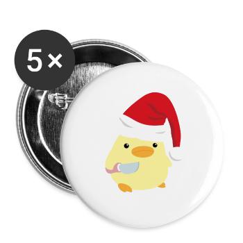 Canard avec couteau Mème Canard de Noël avec couteau - Lot de 5 grands badges (56 mm) - blanc - Devant