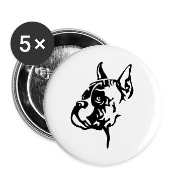 Tête de boxeur amarré - Lot de 5 grands badges (56 mm) - blanc - Devant