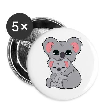 Koala Bear Embrace - Buttons large 2.2''/56 mm (5-pack) - white - Front