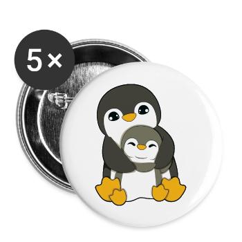 Câlin de pingouin - Lot de 5 grands badges (56 mm) - blanc - Devant