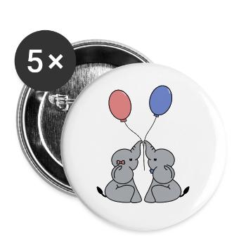 Elefant BOY OR GIRL - Buttons groß 56 mm (5er Pack) - Weiß - Vorne