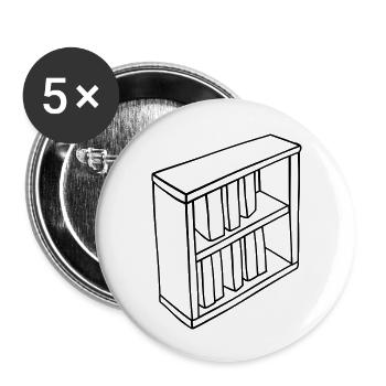 Bookcase Clipart Design - Buttons large 2.2''/56 mm (5-pack) - white - Front
