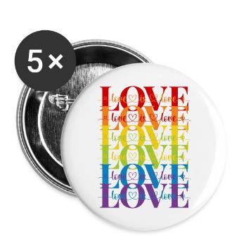 love is love - Buttons large 2.2''/56 mm (5-pack) - white - Front