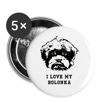 Ich liebe meinen Hund Bolonka Zwetna - Buttons groß 56 mm (5er Pack) - Weiß - Vorne