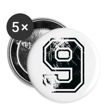 Nummer 9 Team Football Baseball Basketball University - Buttons groß 56 mm (5er Pack) - Weiß - Vorne