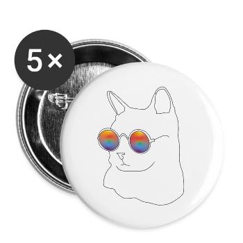 Minimalist line Katze pride LGBT cat rainbow gay - Buttons groß 56 mm (5er Pack) - Weiß - Vorne