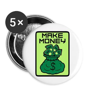 Money Maker Schild - Buttons groß 56 mm (5er Pack) - Weiß - Vorne